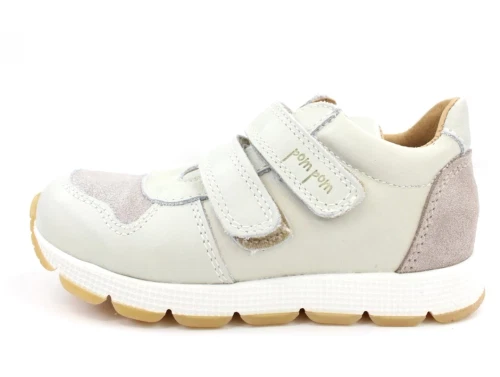 Pom Pom sneaker light grey combi med velcro